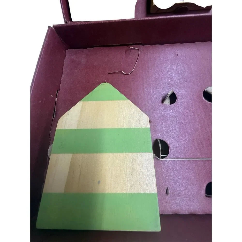 New Crate & Barrel Wooden studiopatro House christmas Ornaments Set of 9